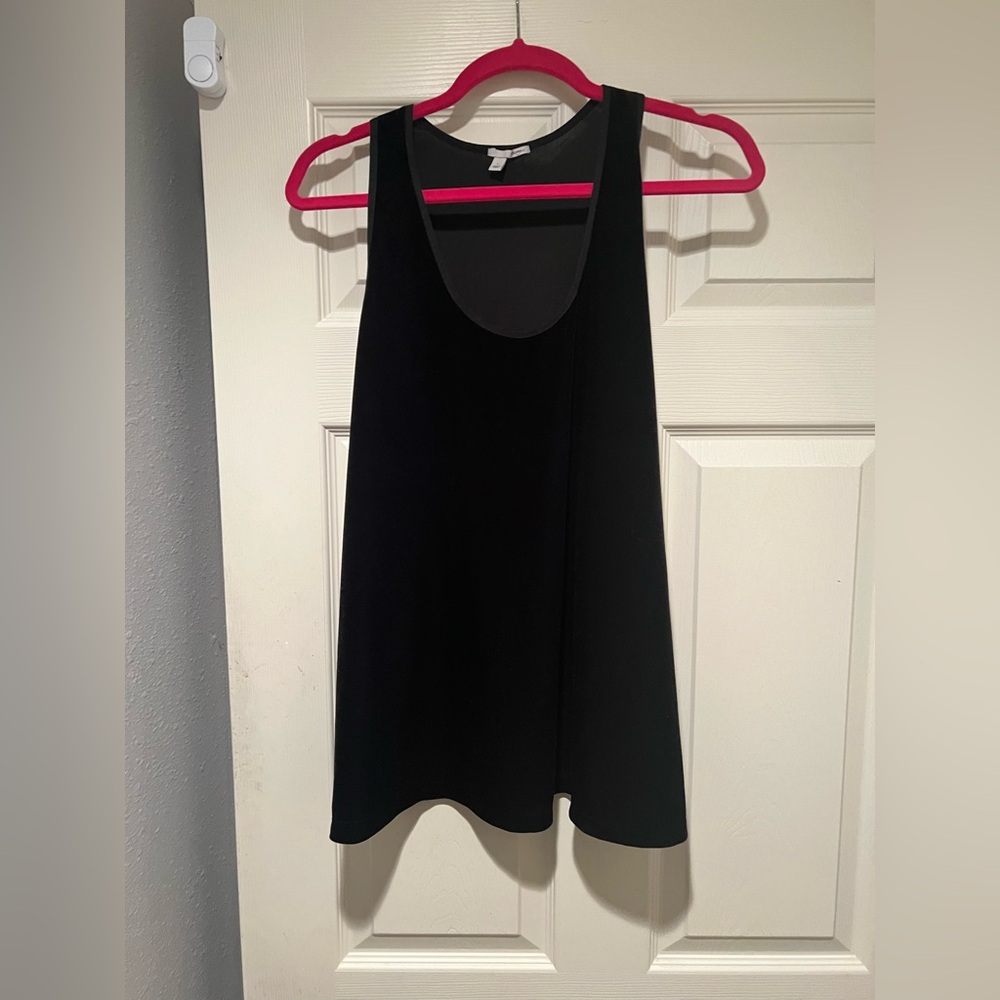 Halogen Black Scoop Neck Razor Back Velvet Tank. Size L